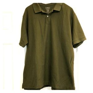 LLBean olive green polo